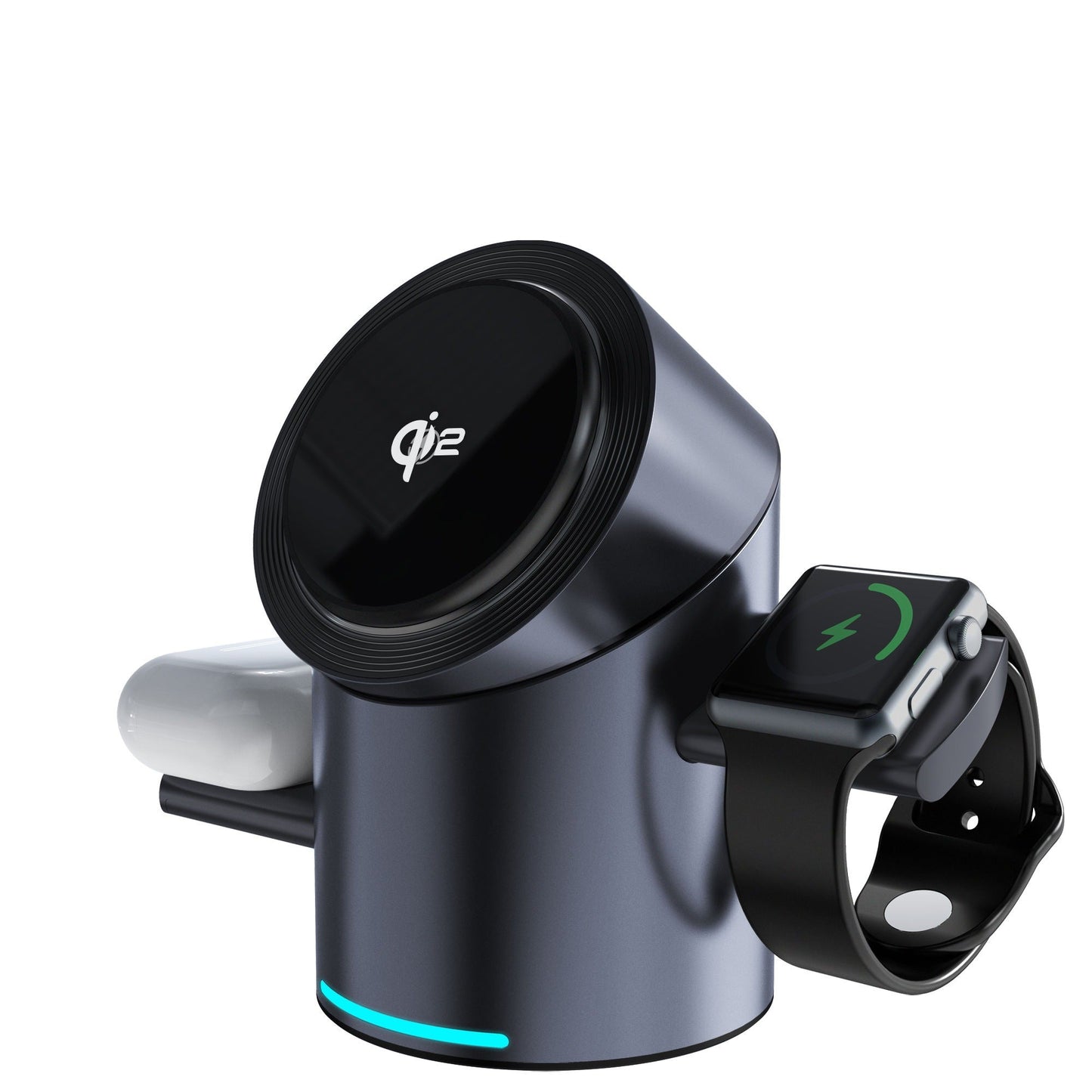 "3-in-1 Fast Wireless Charger for iPhone, Samsung, and AirPods - Compact and Travel Friendly"